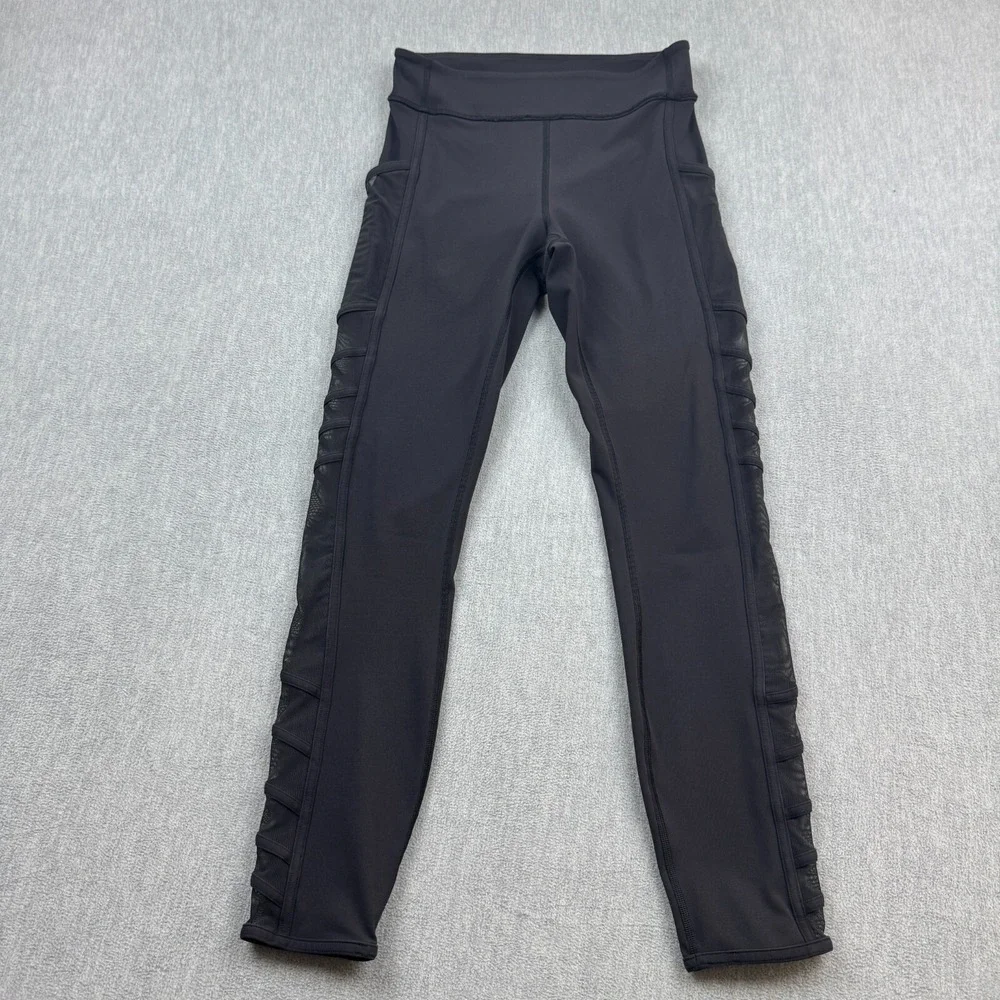 Lululemon Leggings Womens 4 Black Speed Tight IV Ruched Stretch Yoga Gym‎ Pants